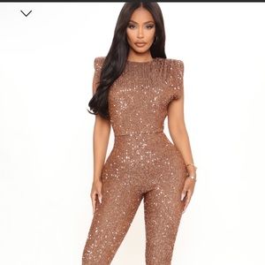 Fashion Nova padded jumpsuit Gold